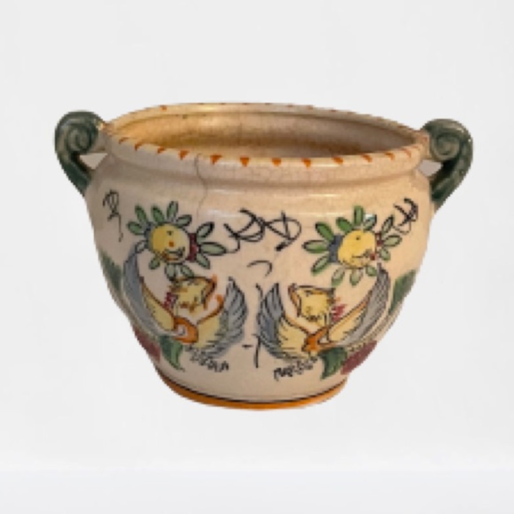 Vintage vase floral with handles Japanese